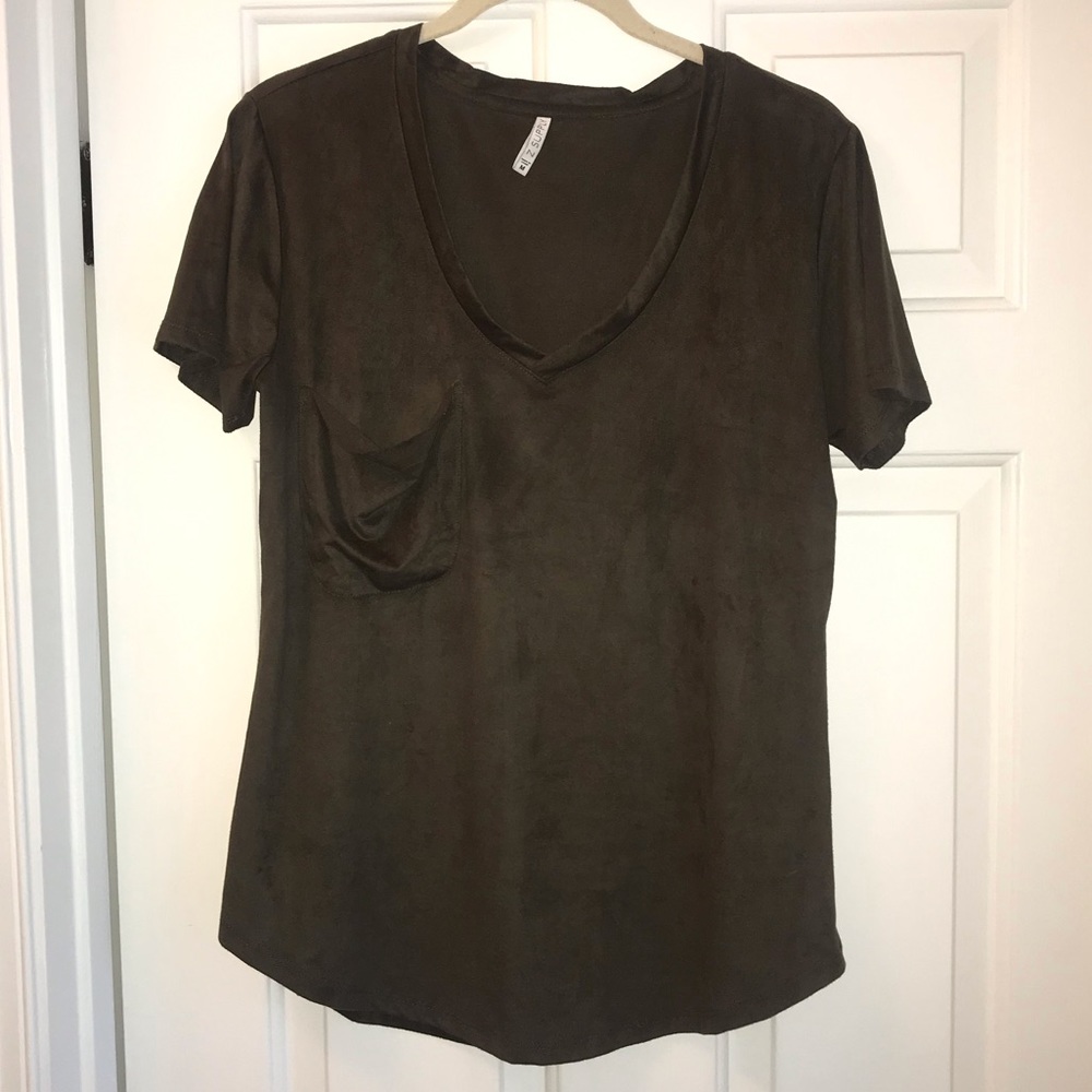 Z Supply Suede Olive Green V-Neck top